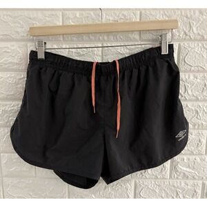 UMBRO WOMENS SHORTS SIZE LARGE‎ DK GRAY PINK DRAWSTRING VOLLEYBALL GYM SOCCER